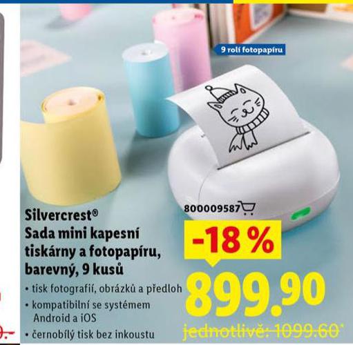 SILVERCREST SADA MINI KAPESNÍ TISKÁRNY A FOTOPAPÍRU
