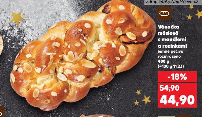 VÁNOČKA MÁSLOVÁ S MANDLEMI A ROZINKAMI
