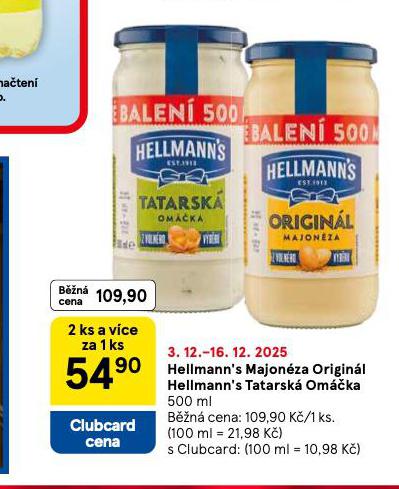 HELLMANN´S TATARSKÁ OMÁČKA, MAJONÉZA