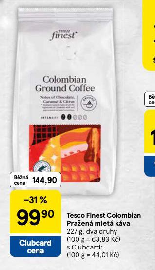 TESCO FONEST COLOMBIAN PRAŽENÁ MLETÁ KÁVA