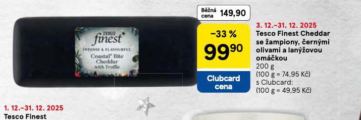 TESCO FINEST CHEDDAR SE ŽAMPIONY, ČERNÝMI OLIVAMI A LANÝŽOVOU OMÁČKOU