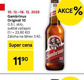 PIVO GAMBRINUS ORIGINÁL 10