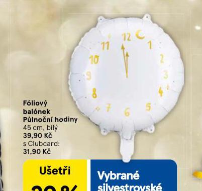 FÓLIOVÝ BALÓNEK PŮLNOČNÍ HODINY