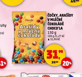 ARAŠÍDY V MLÉČNÉ ČOKOLÁDĚ CHOCO'LA