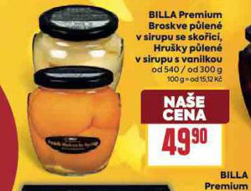 BILLA PREMIUM HRUŠKY PŮLENÉ