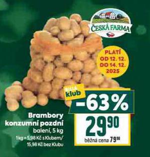 BRAMBORY KONZUMNÍ POZDNÍ