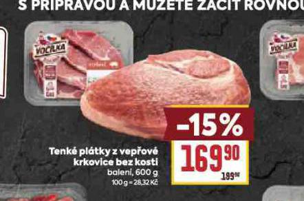 TENKÉ PLÁTKY Z VEPŘOVÉ KRKOVICE BEZ KOSTI