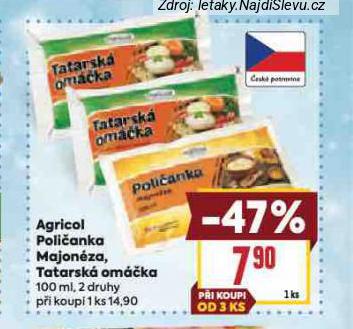 AGRICOL POLIČANKA MAJONÉZE, TATARSKÁ OMÁČKA