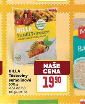 BILLA TĚSTOVINY SEMOLINOVÉ