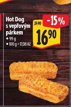 HOT DOG S VEPŘOVÝM PÁRKEM