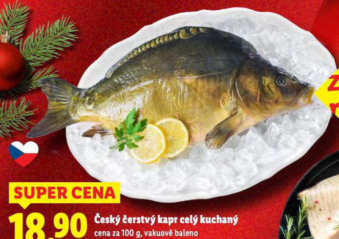 ČESKÝ ČERSTVÝ KAPR CELÝ KUCHANÝ