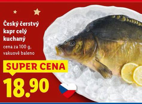 ČESKÝ ČERSTVÝ KAPR CELÝ KUCHANÝ