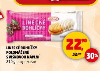 LINECKÉ ROHLÍČKY POLOMÁČENÉ S VIŠŇOVOU NÁPLNÍ