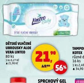 LINTEO BABY DĚTSKÉ VLHČENÉ UBROUSKY