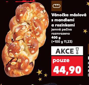VÁNOČKA MÁSLOVÁ S MANDLEMI A ROZINKAMI