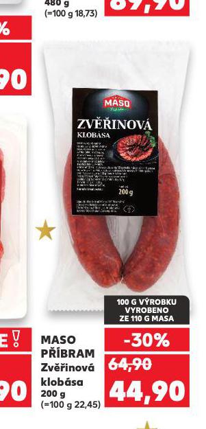 MASO PŘÍBRAM ZVĚŘINOVÁ KLOBÁSA