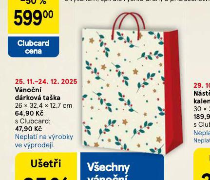 VÁNOČNÍ DÁRKOVÁ TAŠKA