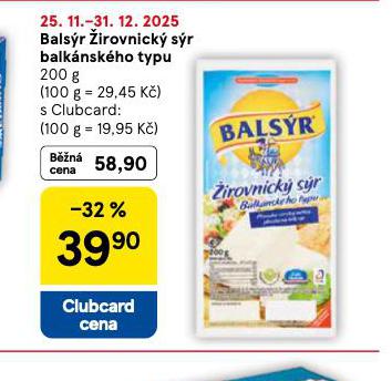 BALSÝR ŽIROVNICKÝ SÝR BALKÁNSKÉHO TYPU