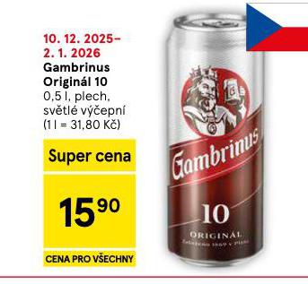 PIVO GAMBRINUS ORIGINÁL 10