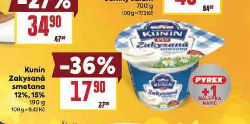 KUNÍN ZAKYSANÁ SMETANA 12%, 15%