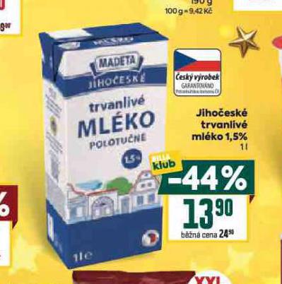 TRVANLIVÉ MLÉKO 1,5%