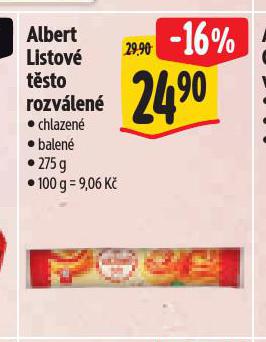 LISTOVÉ TĚSTO ROZVÁLENÉ