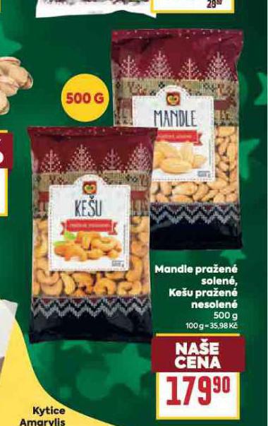 MANDLE PRAŽENÉ SOLENÉ