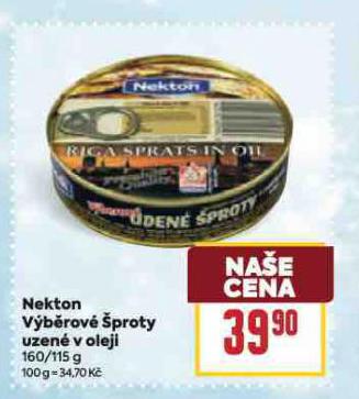 NEKTON VÝBĚROVÉ ŠPROTY UZENÉ V OELJI