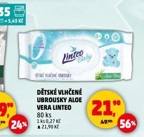 LINTEO BABY DĚTSKÉ VLHČENÉ UBROUSKY