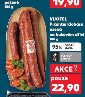 PIKANTNÍ KLOBÁSA UZENÁ NA BUKOVÉM DŘÍVÍ