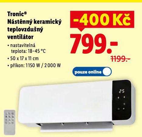 TRONIC N�ST�NN� KERAMICK� TEPLOVZDU�N� VENTIL�TOR