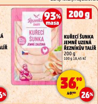 KUŘECÍ ŠUNKA JEMNĚ UZENÁ