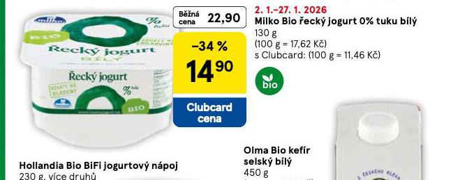 MILKO BIO ŘECKÝ JOGURT 0% TUKU BÍLÝ