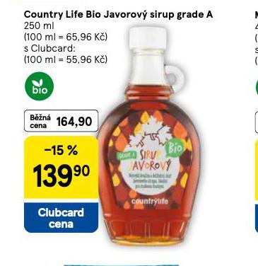 COUNTRY LIFE JAVOROV� SIRUP GRADE A