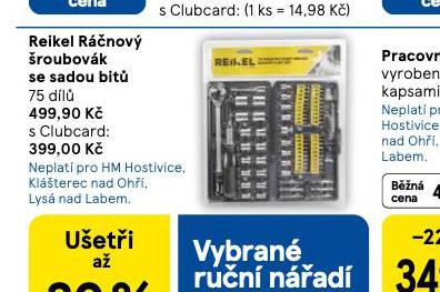 REIKEL RÁČNOVÝ ŠROUBOVÁK SE SADOU BITŮ