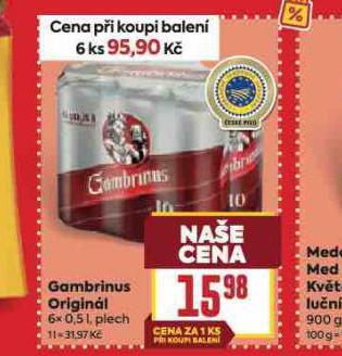 PIVO GAMBRINUS ORIGINÁL 10