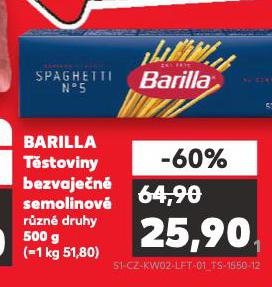 BARILLA T�STOVINY BEZVAJE�N� SEMOLINOV�