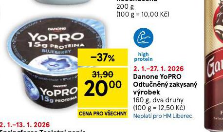DANONE YOPRO ODTUČNĚNÝ ZAKYSANÝ VÝROBEK