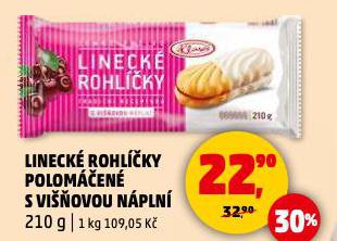 KLASA LINECKÉ ROHLÍČKY POLOMÁČENÉ S VIŠŇOVOU NÁPLNÍ