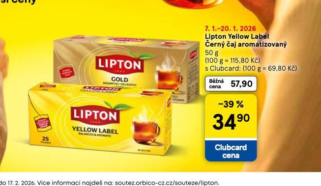 LIPTON YELLOW LABEL ČERNÝ ČAJ