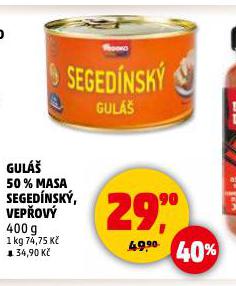 GULÁŠ 50 % MASA VEPŘOVÝ