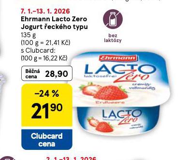 EHRMANN LACTO ZERO JOGURT ŘECKÉHO TYPU