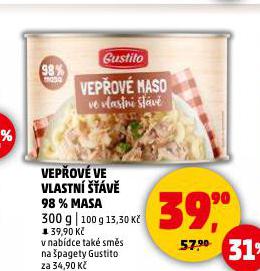 VEPŘOVÉ MASO VE VLASTNÍ ŠŤÁVĚ 98% MASA