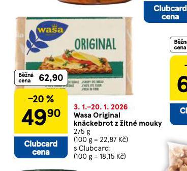 WASA ORIGINAL KNÄCKEBROT Z ŽITNÉ MOUKY