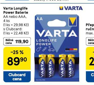 VARTA LONGLIFE POWER BATERIE