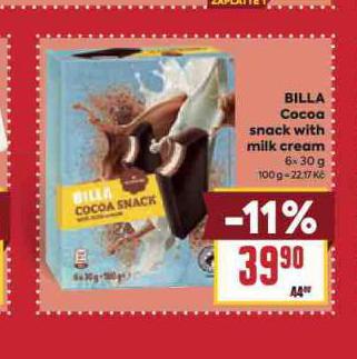 BILLA COCA SNACK WITH MILK CREAM
