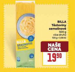 BILLA TĚSTOVINY SEMOLINOVÉ