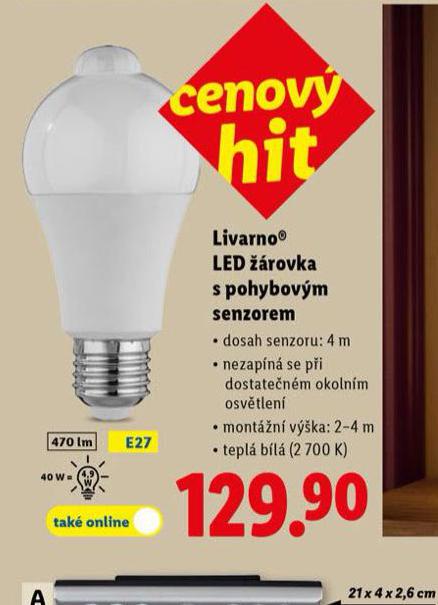LED ŽÁROVKA S POHYBOVÝM SENZOREM