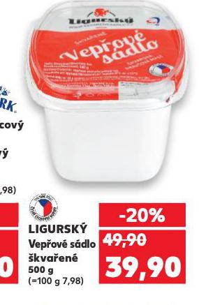 LIGURSKÝ VEPŘOVÉ SÁDLO ŠKVAŘENÉ