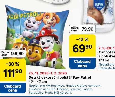 DĚTSKÝ DEKORAČNÍ POLŠTÁŘ PAW PATROL